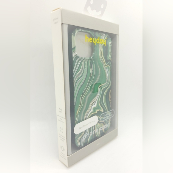 Stylish Green Gold Marble Print iPhone 14 Plus Case by Heyday - Picture 2 of 6